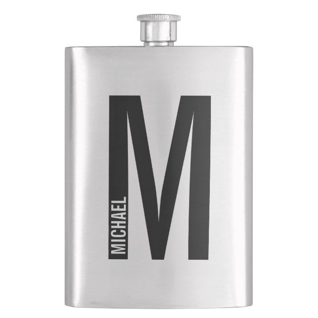 Modernes Personalisiertes Fettmonogramm und Name Flachmann (Vorderseite)
