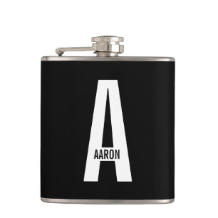 Modernes Personalisiertes Fettmonogramm und Name Flachmann