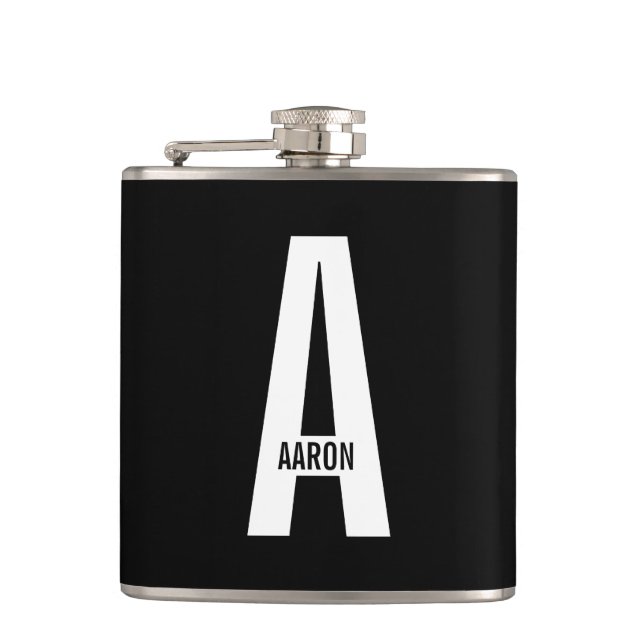 Modernes Personalisiertes Fettmonogramm und Name Flachmann (Vorderseite)