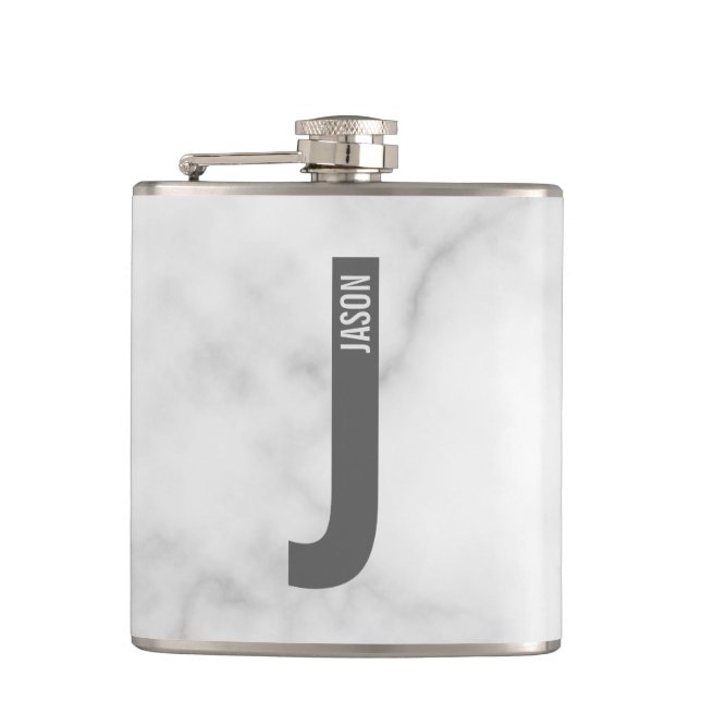 Modernes Personalisiertes Fettmonogramm und Name Flachmann (Vorderseite)