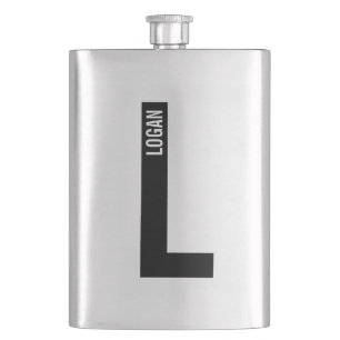 Modernes Personalisiertes Fettmonogramm und Name Flachmann