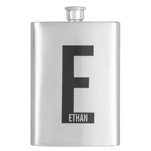 Modernes Personalisiertes Fettmonogramm und Name Flachmann