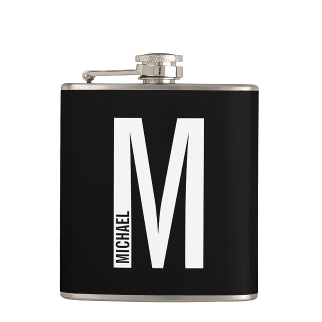 Modernes Personalisiertes Fettmonogramm und Name Flachmann (Vorderseite)