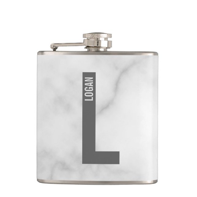 Modernes Personalisiertes Fettmonogramm und Name Flachmann (Vorderseite)
