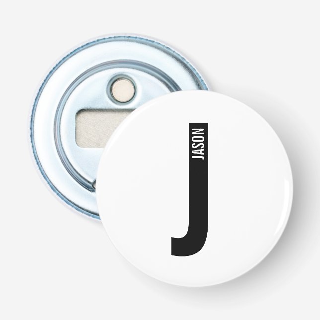 Modernes Personalisiertes Fettmonogramm und Name Flaschenöffner (Vorderseite)