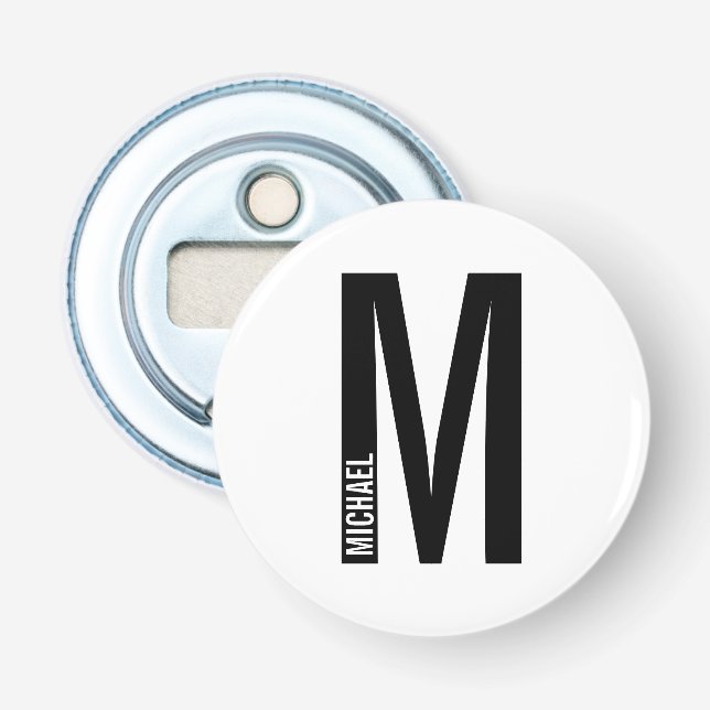 Modernes Personalisiertes Fettmonogramm und Name Flaschenöffner (Vorderseite)