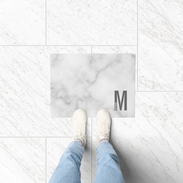 Modernes Personalisiertes Fettmonogramm und Name Fußmatte (Indoor)