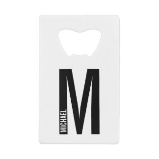 Modernes Personalisiertes Fettmonogramm und Name Geldbeutel Flaschenöffner