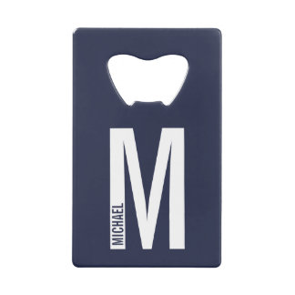 Modernes Personalisiertes Fettmonogramm und Name Geldbeutel Flaschenöffner