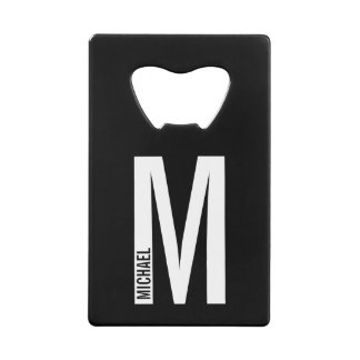 Modernes Personalisiertes Fettmonogramm und Name Geldbeutel Flaschenöffner