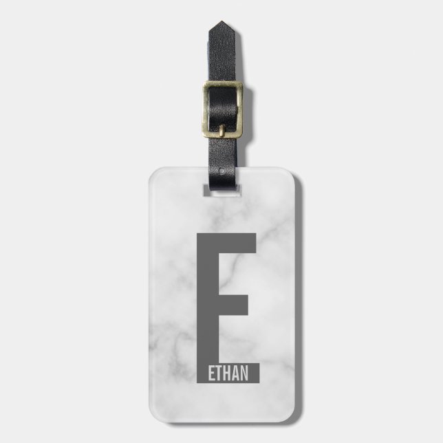 Modernes Personalisiertes Fettmonogramm und Name Gepäckanhänger (Vorderseite vertikal)