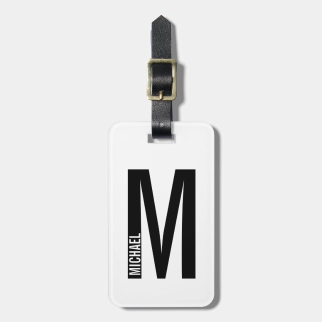 Modernes Personalisiertes Fettmonogramm und Name Gepäckanhänger (Vorderseite vertikal)