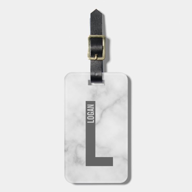 Modernes Personalisiertes Fettmonogramm und Name Gepäckanhänger (Vorderseite vertikal)