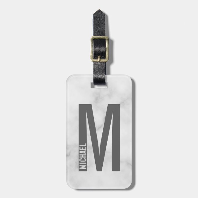 Modernes Personalisiertes Fettmonogramm und Name Gepäckanhänger (Vorderseite vertikal)