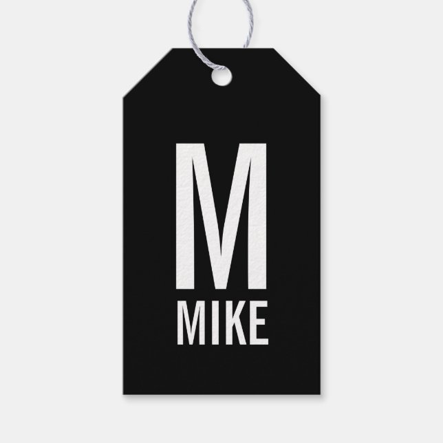 Modernes Personalisiertes Fettmonogramm und Name Geschenkanhänger (Vorderseite)