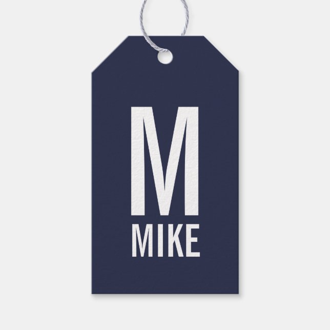 Modernes Personalisiertes Fettmonogramm und Name Geschenkanhänger (Vorderseite)