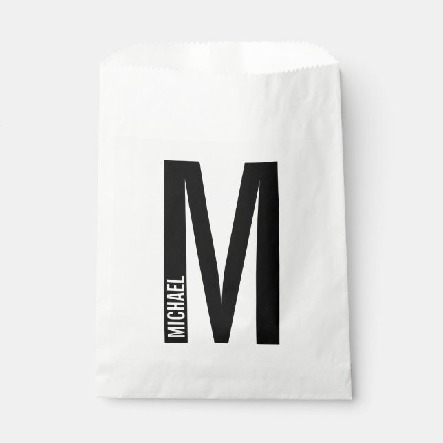 Modernes Personalisiertes Fettmonogramm und Name Geschenktütchen (Vorderseite)