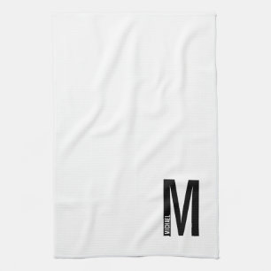 Modernes Personalisiertes Fettmonogramm und Name Geschirrtuch