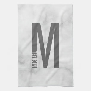 Modernes Personalisiertes Fettmonogramm und Name Geschirrtuch