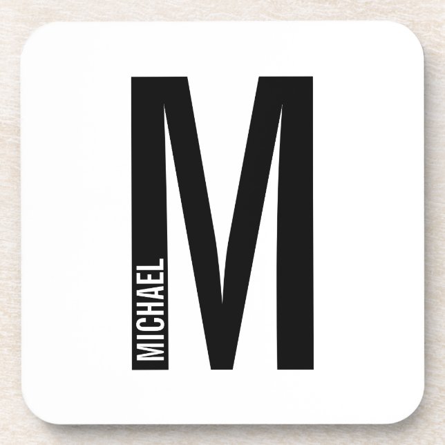 Modernes Personalisiertes Fettmonogramm und Name Getränkeuntersetzer (Vorderseite)