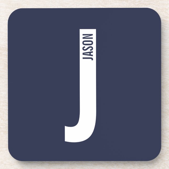Modernes Personalisiertes Fettmonogramm und Name Getränkeuntersetzer (Vorderseite)