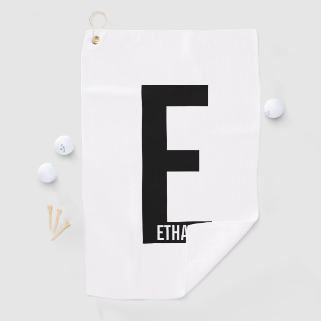 Modernes Personalisiertes Fettmonogramm und Name Golfhandtuch (Insitu)