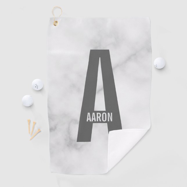Modernes Personalisiertes Fettmonogramm und Name Golfhandtuch (Insitu)
