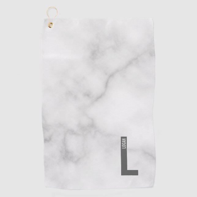 Modernes Personalisiertes Fettmonogramm und Name Golfhandtuch (Vorderseite)