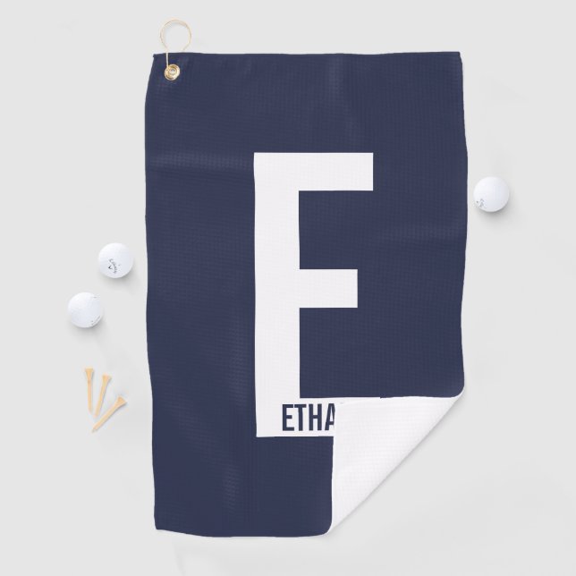 Modernes Personalisiertes Fettmonogramm und Name Golfhandtuch (Insitu)