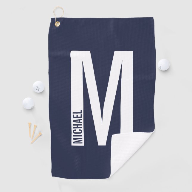 Modernes Personalisiertes Fettmonogramm und Name Golfhandtuch (Insitu)
