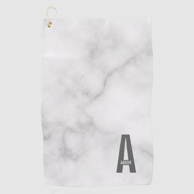 Modernes Personalisiertes Fettmonogramm und Name Golfhandtuch (Vorderseite)