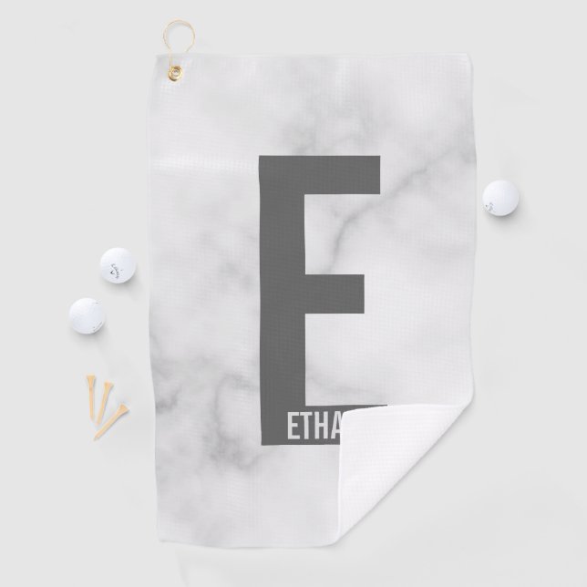 Modernes Personalisiertes Fettmonogramm und Name Golfhandtuch (Insitu)