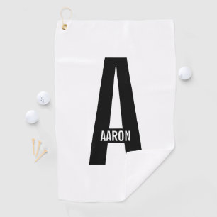 Modernes Personalisiertes Fettmonogramm und Name Golfhandtuch