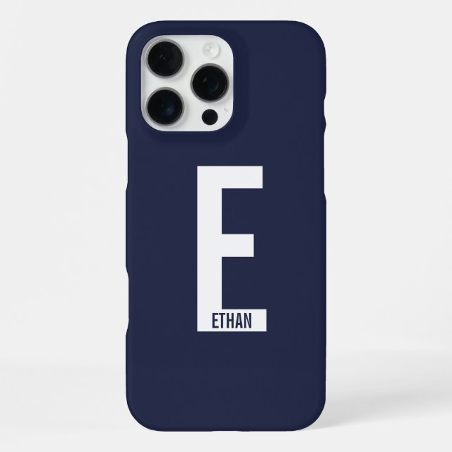 Modernes Personalisiertes Fettmonogramm und Name iPhone Hülle (Rückseite)
