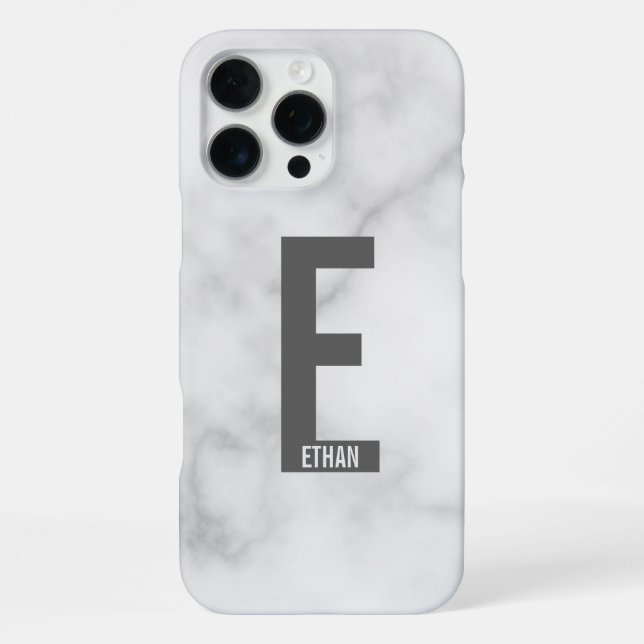 Modernes Personalisiertes Fettmonogramm und Name iPhone Hülle (Rückseite)
