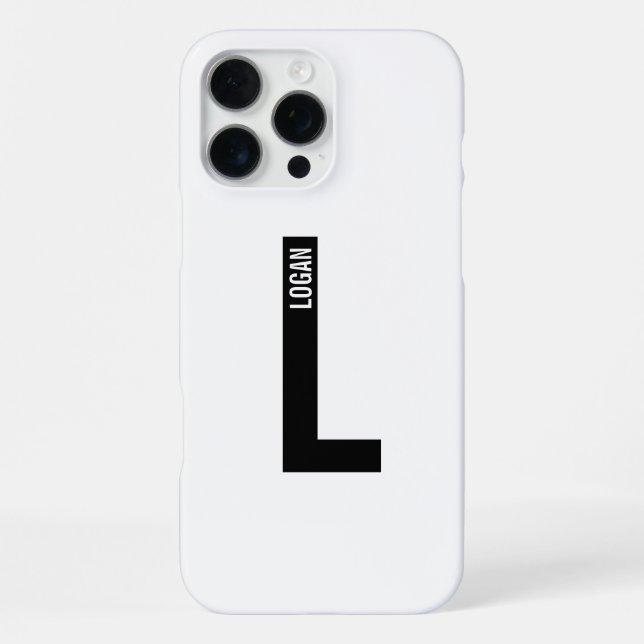 Modernes Personalisiertes Fettmonogramm und Name iPhone Hülle (Rückseite)