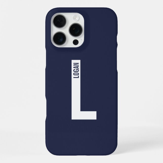 Modernes Personalisiertes Fettmonogramm und Name iPhone Hülle (Rückseite)