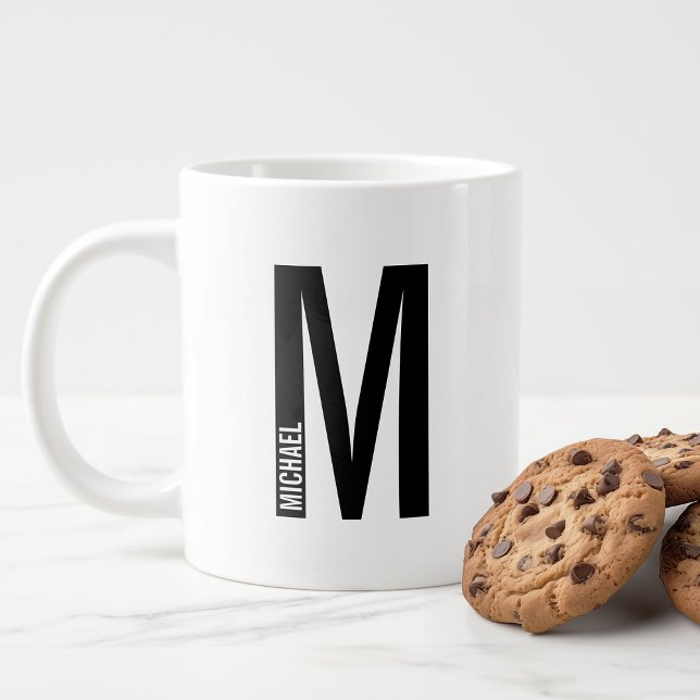 Modernes Personalisiertes Fettmonogramm und Name Jumbo-Tasse (Von Creator hochgeladen)