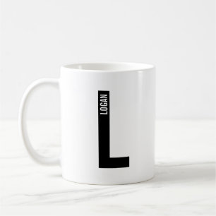 Modernes Personalisiertes Fettmonogramm und Name Kaffeetasse
