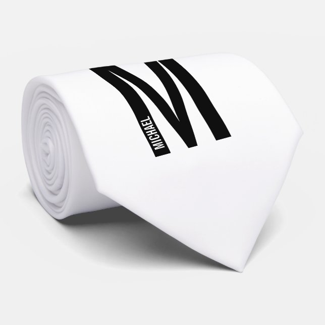 Modernes Personalisiertes Fettmonogramm und Name Krawatte (Gerollt)
