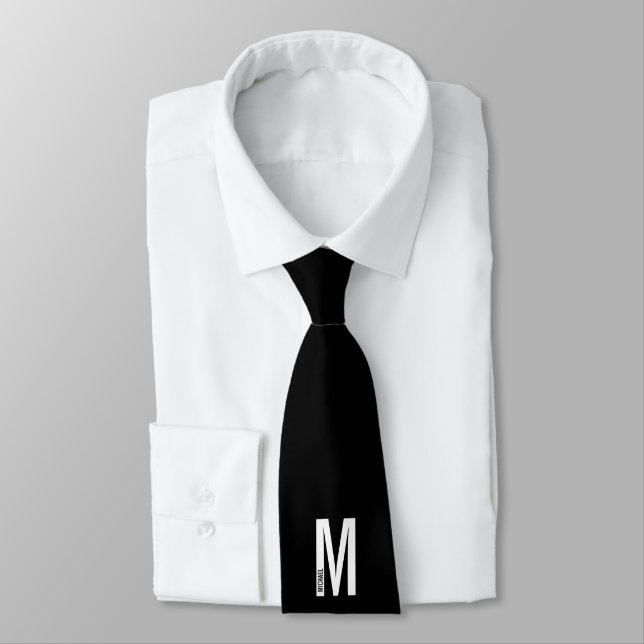 Modernes Personalisiertes Fettmonogramm und Name Krawatte (Gebunden)