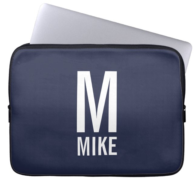 Modernes Personalisiertes Fettmonogramm und Name Laptopschutzhülle (Vorderseite)