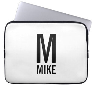 Modernes Personalisiertes Fettmonogramm und Name Laptopschutzhülle