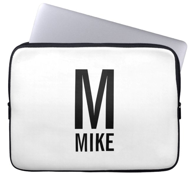 Modernes Personalisiertes Fettmonogramm und Name Laptopschutzhülle (Vorderseite)