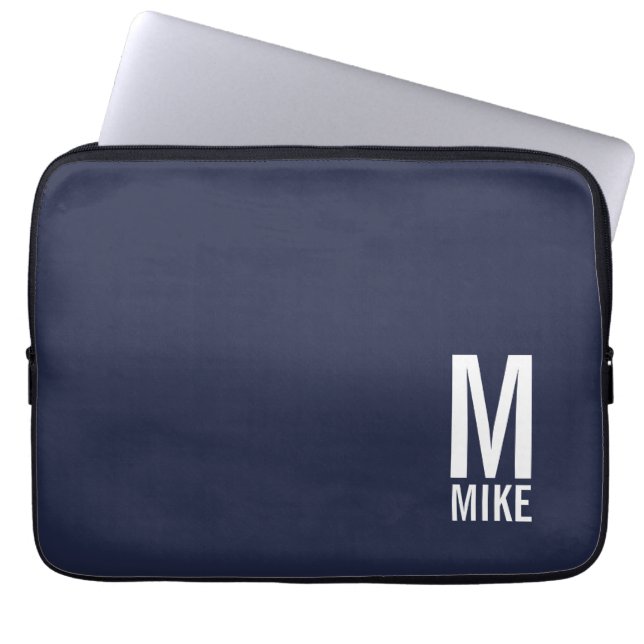Modernes Personalisiertes Fettmonogramm und Name Laptopschutzhülle (Vorderseite)