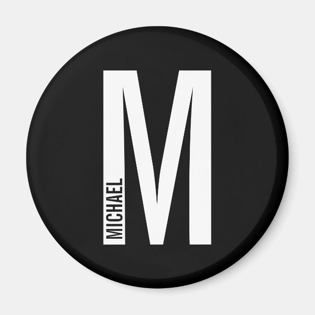 Modernes Personalisiertes Fettmonogramm und Name Magnet (Vorne)