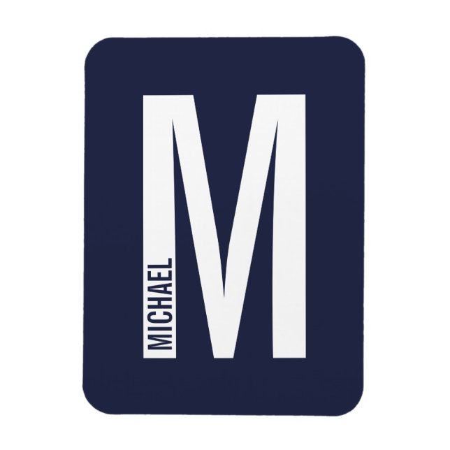 Modernes Personalisiertes Fettmonogramm und Name Magnet (Vertikal)