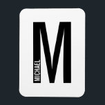 Modernes Personalisiertes Fettmonogramm und Name Magnet<br><div class="desc">Modernes Monogram Design mit personalisiertem Monogramm-Buchstaben "M" und Namen im modernen fett formatierten Sans Serif Schriftart Stil.</div>