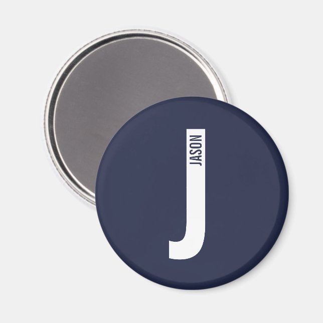 Modernes Personalisiertes Fettmonogramm und Name Magnet (Vorderseite/Rückseite)