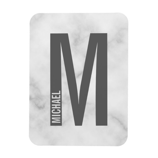 Modernes Personalisiertes Fettmonogramm und Name Magnet (Vertikal)